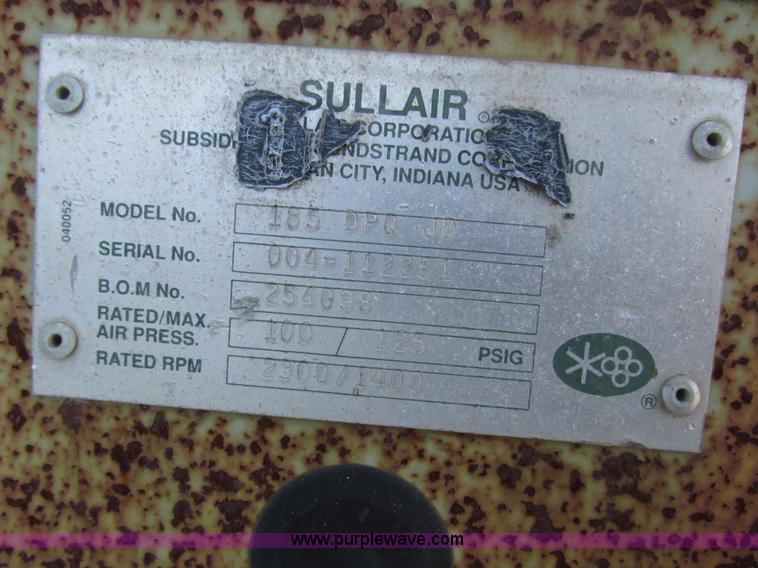 image for item H1028 Sullair 185DPQJD air compressor