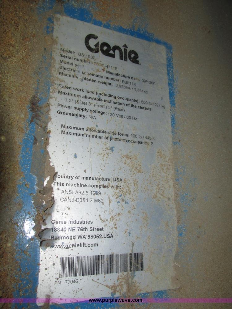 image for item H1029 Genie GS-1930 scissor lift