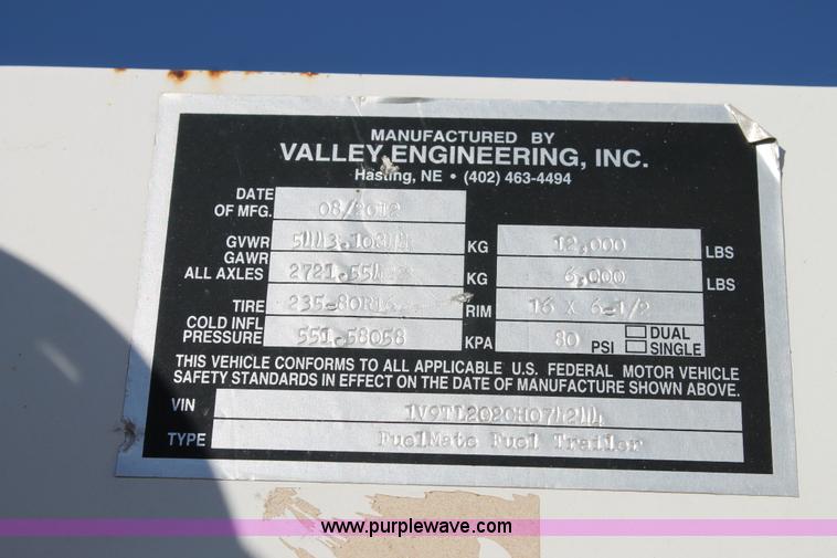 image for item J1354 2012 Fuel Mate fuel trailer