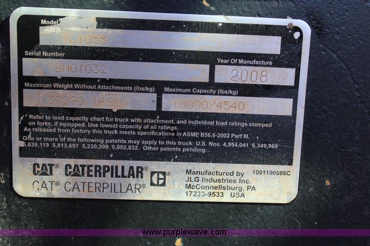 image for item J4262 2008 Caterpillar TL1055 telehandler