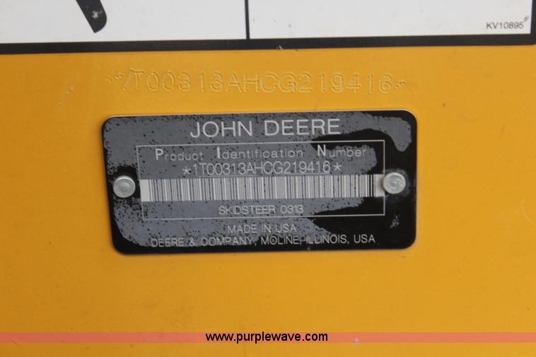 image for item J4578 2012 John Deere 313 skid steer