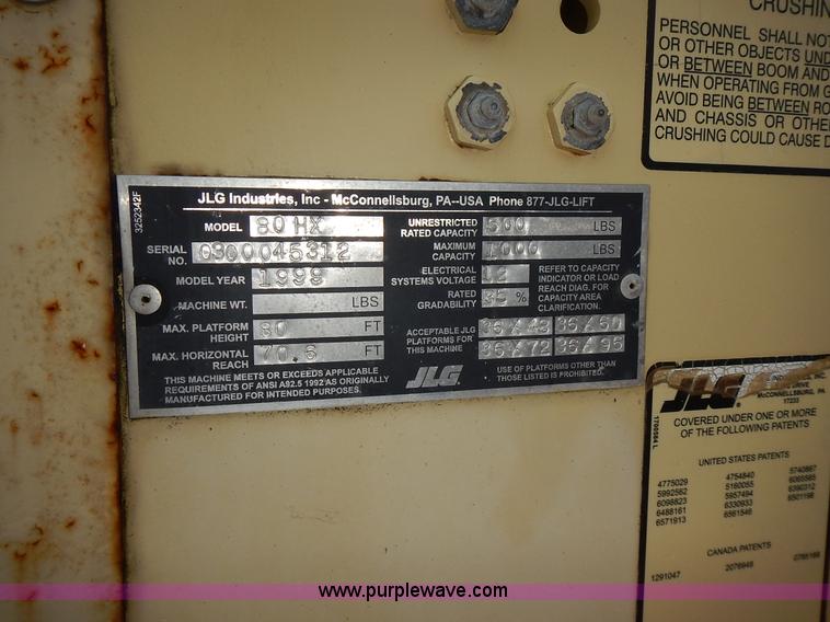 image for item J6345 1999 JLG 80HX boom lift