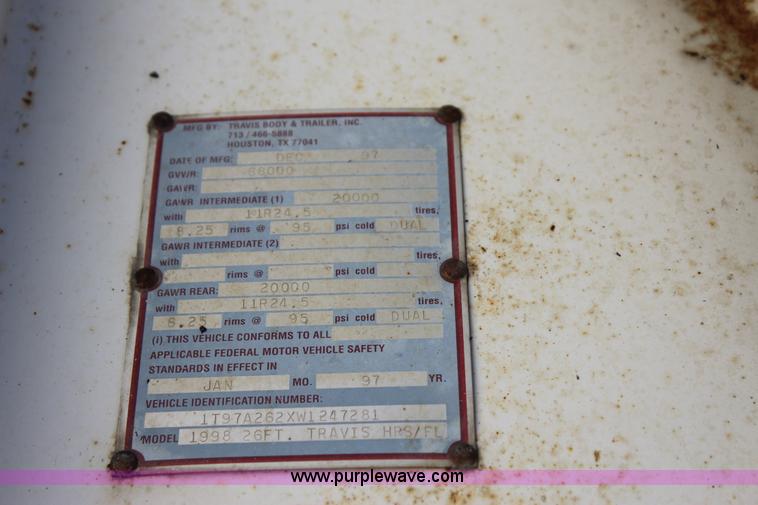 image for item J7737 1998 Travis HRSFL end dump trailer