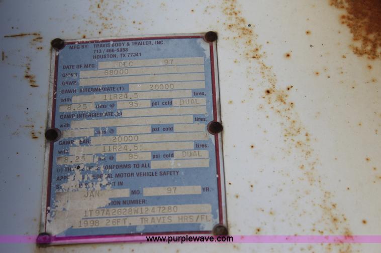 image for item J7745 1998 Travis HRSFL end dump trailer