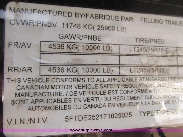 image for item L3907 2007 Felling FT-20 equipment trailer