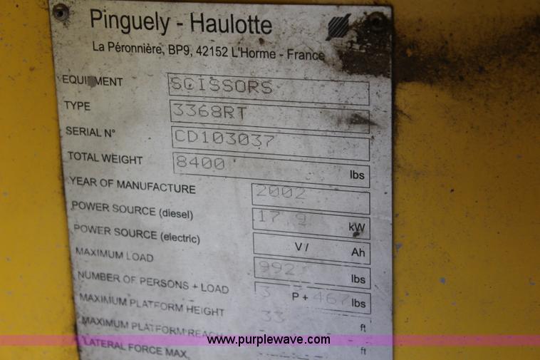 image for item BL9291 2002 Haulotte Compact 3368RT scissor lift