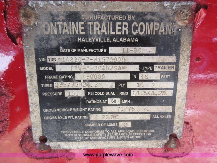 image for item I6461 1999 Fontaine flatbed trailer