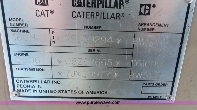 image for item J4559 1996 Caterpillar 160H motor grader