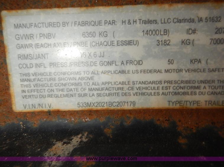 image for item J6323 2011 H&H tilt deck trailer