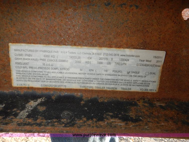 image for item J6323 2011 H&H tilt deck trailer