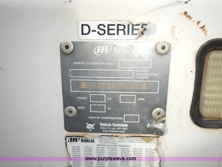 image for item J6326 2002 Bobcat 331D compact excavator