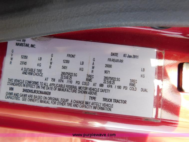 image for item J7491 2012 International ProStar semi truck