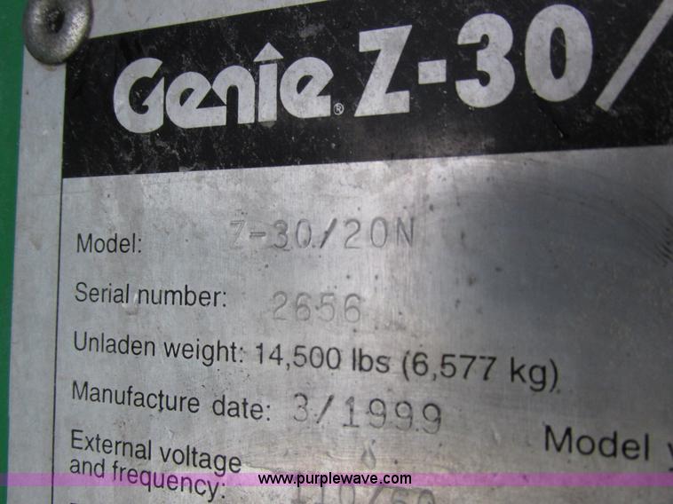 image for item K2247 1999 Genie Z-30/20N boom lift
