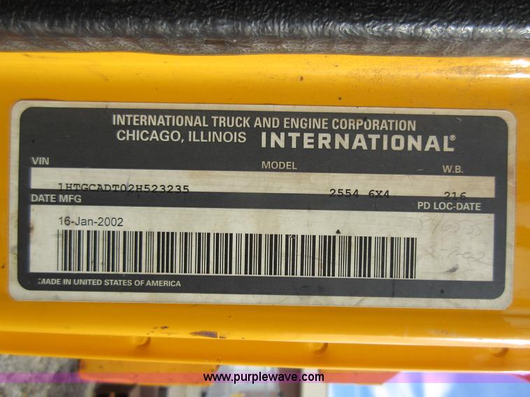 image for item K5251 2002 International F2554 dump truck