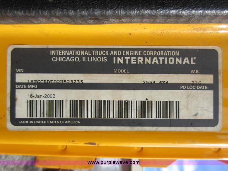 image for item K5251 2002 International F2554 dump truck