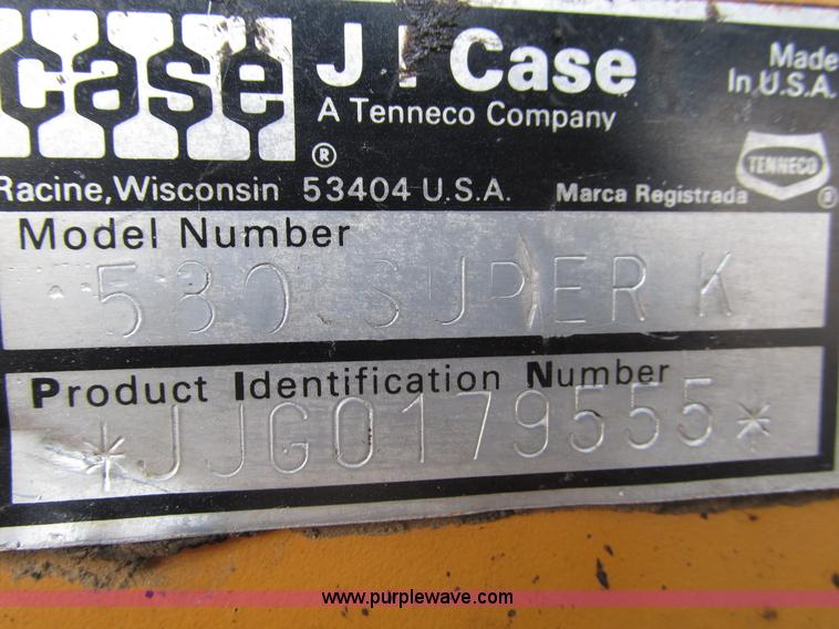 image for item L5372 1994 Case 580 Super K backhoe