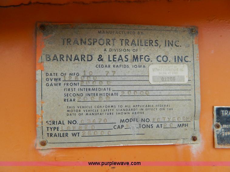 image for item L7290 1978 Transport FGTX50DHSL equipment trailer