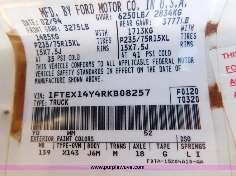 image for item AW9356 1994 Ford F150 XLT SuperCab pickup truck