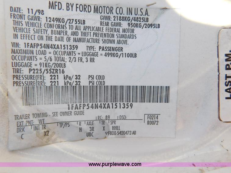 image for item AW9357 1999 Ford Taurus SHO