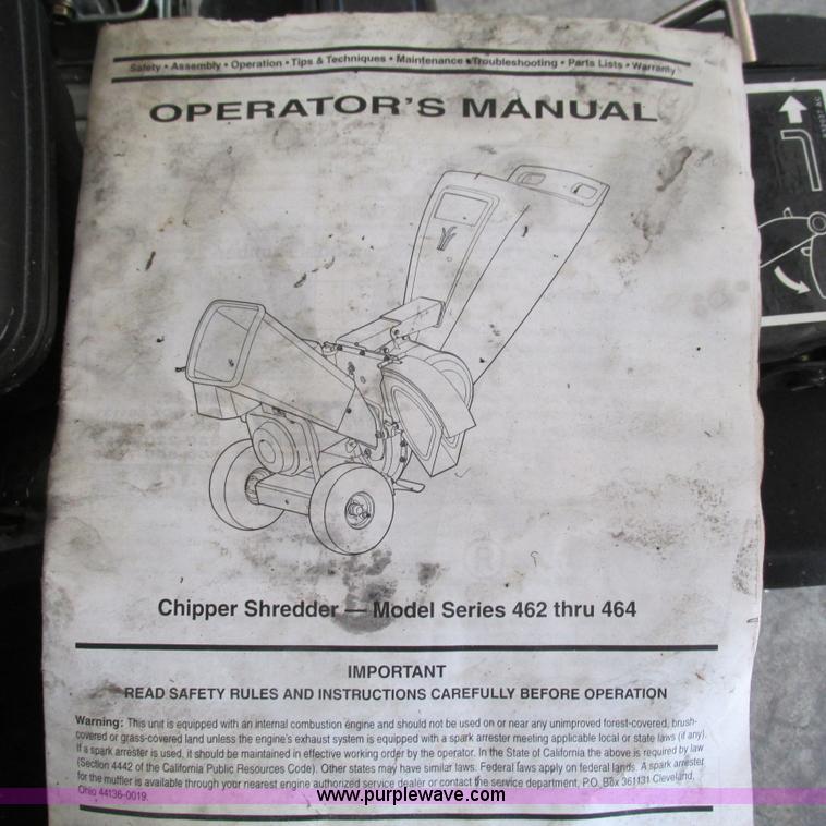 image for item BG9196 MTD Yard Machines chipper/shredder