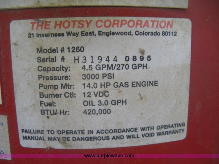 image for item BP9650 Hotsy 1260 hot pressure washer