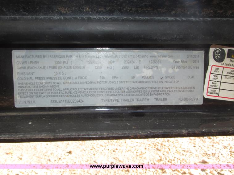 image for item H1006 2014 H&H utility trailer