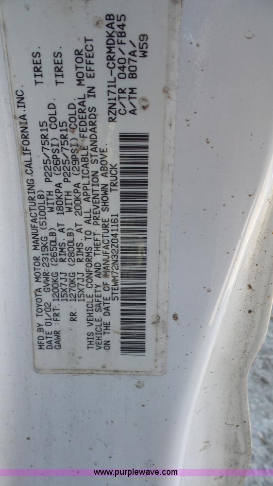 image for item J4624 2002 Toyota Tacoma SR5 Ext. Cab pickup truck