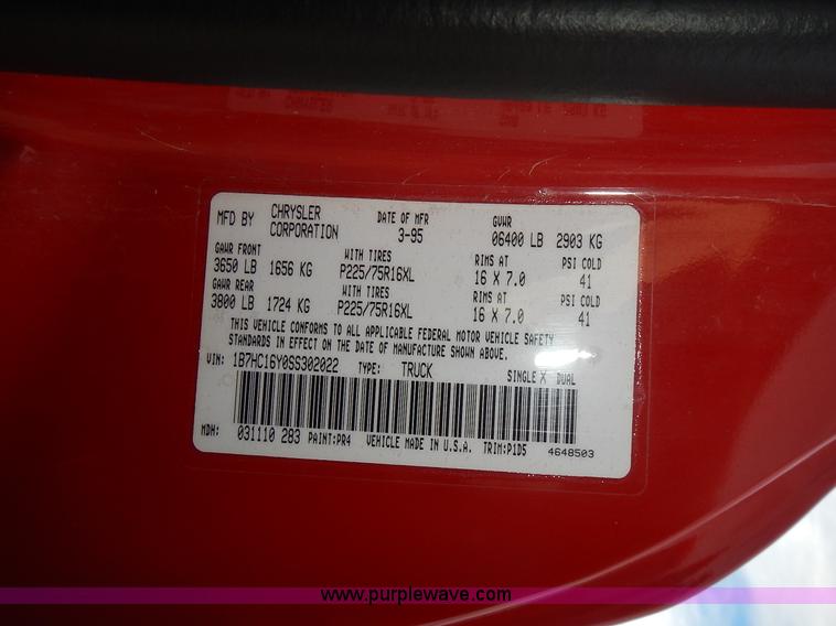 image for item J6317 1995 Dodge Ram 1500 Laramie SLT pickup truck