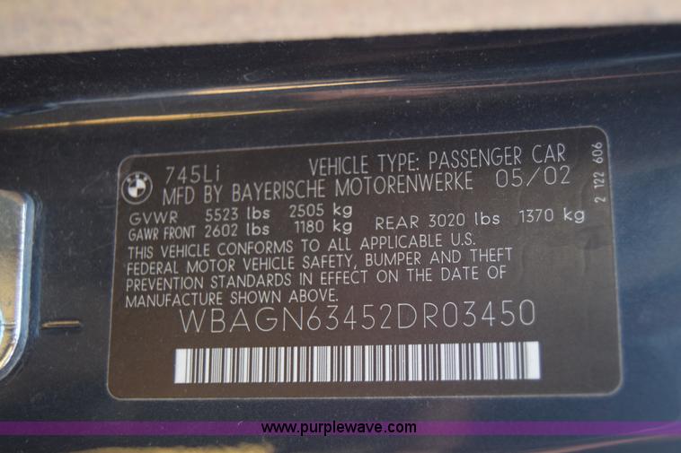 image for item K4988 2002 BMW 745Li