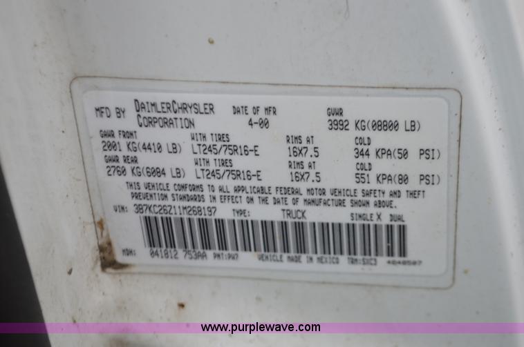 image for item K5273 2001 Dodge Ram 2500 utility truck