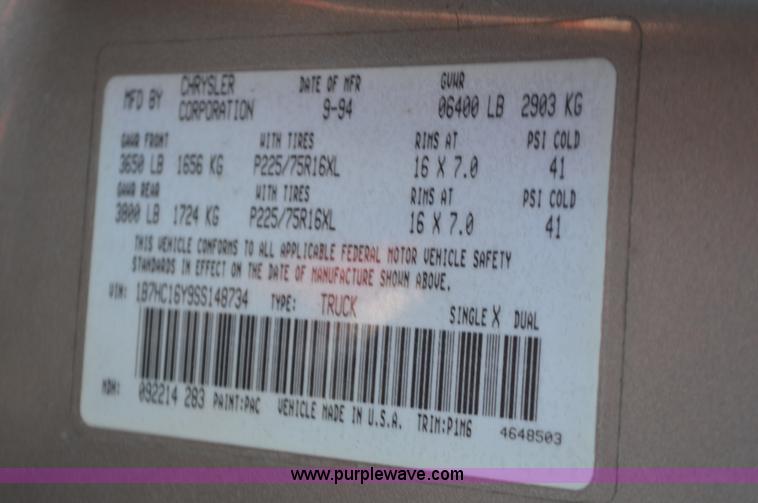 image for item L4517 1995 Dodge Ram 1500 pickup truck