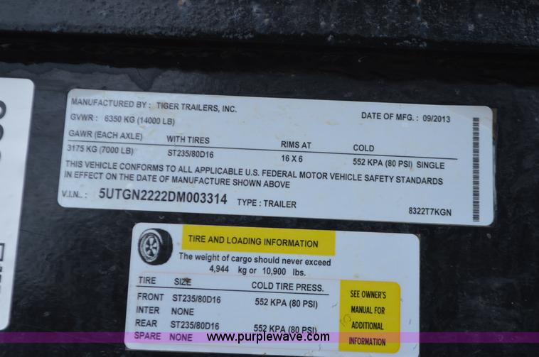 image for item L4583 2013 Tiger equipment trailer