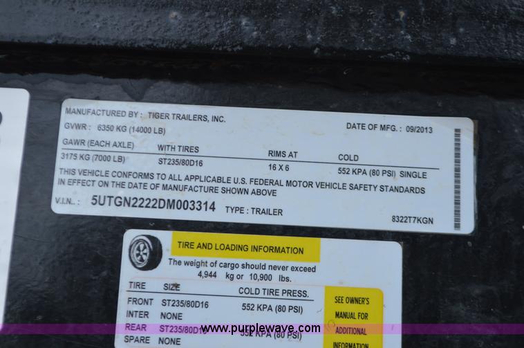 image for item L4583 2013 Tiger equipment trailer
