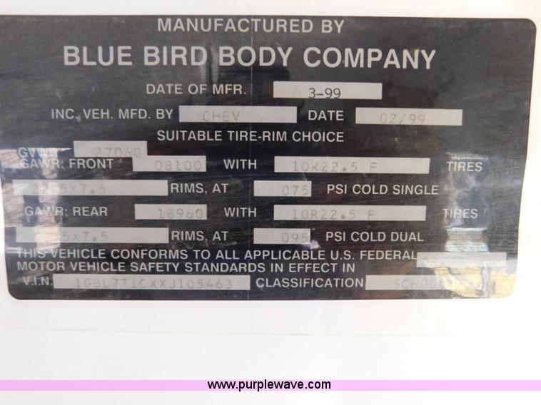 image for item AW9373 1999 Chevrolet Blue Bird CV200C bus