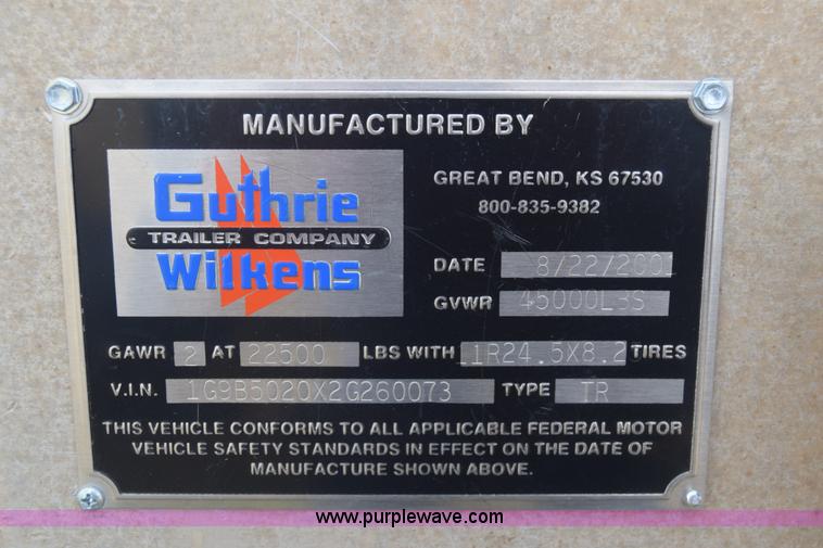 image for item K4828 2002 Guthrie Wilkens live bottom trailer