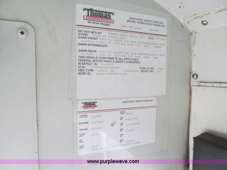 image for item L1833 2004 Thomas Built Saf-T-Liner MVP EF school bus