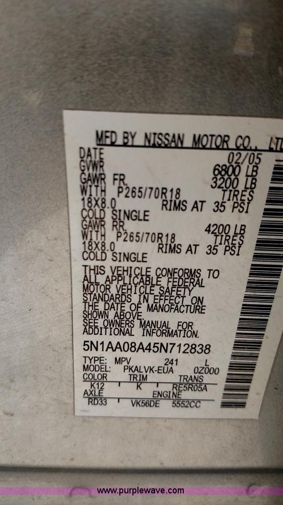 image for item L6067 2005 Nissan Armada SUV