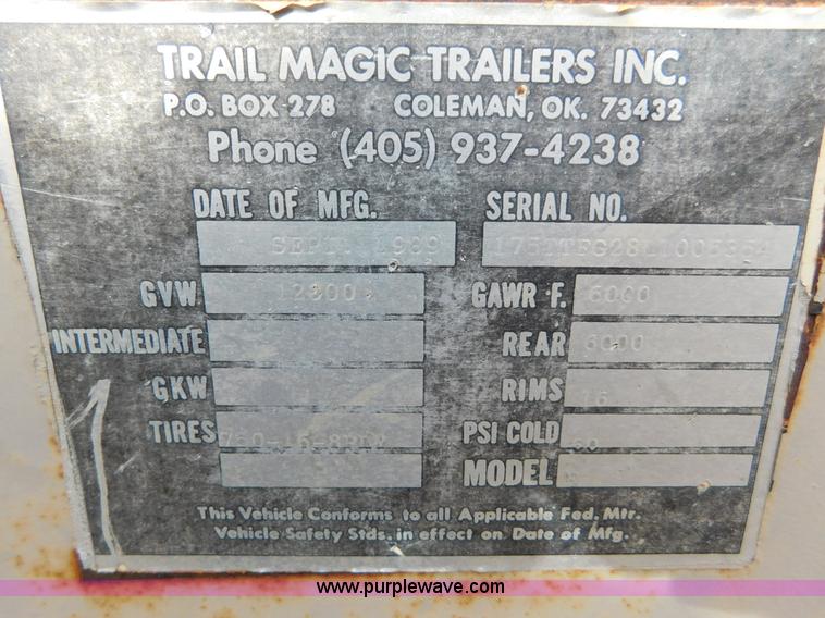image for item AW9325 1990 Trail Magic F livestock trailer