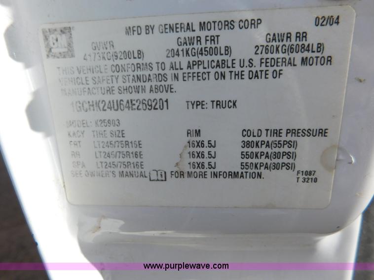 image for item AW9340 2004 Chevrolet Silverado 2500HD pickup truck