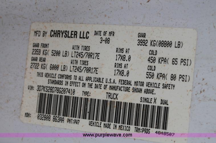 image for item J1348 2008 Dodge Ram 2500 Quad Cab pickup truck