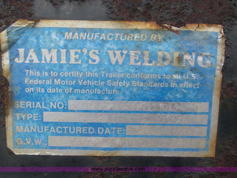 image for item J8768 1994 Jamies Welding equipment trailer