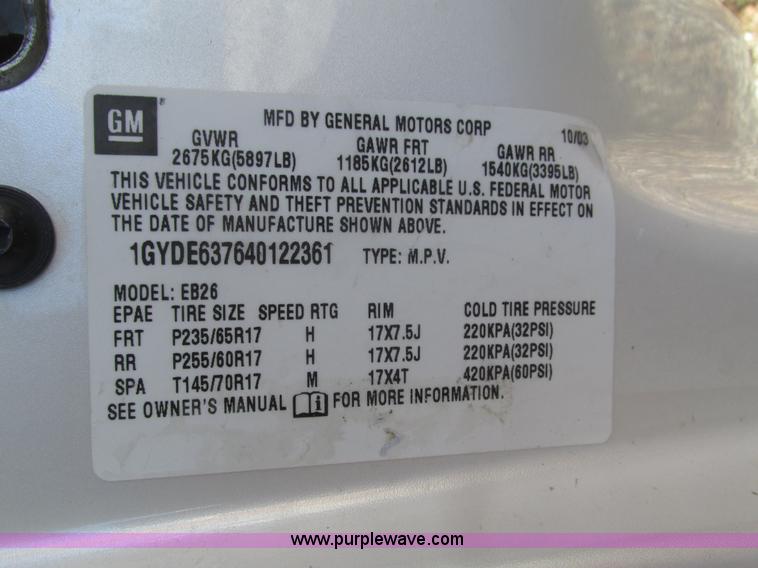 image for item J8779 2004 Cadillac SRX SUV