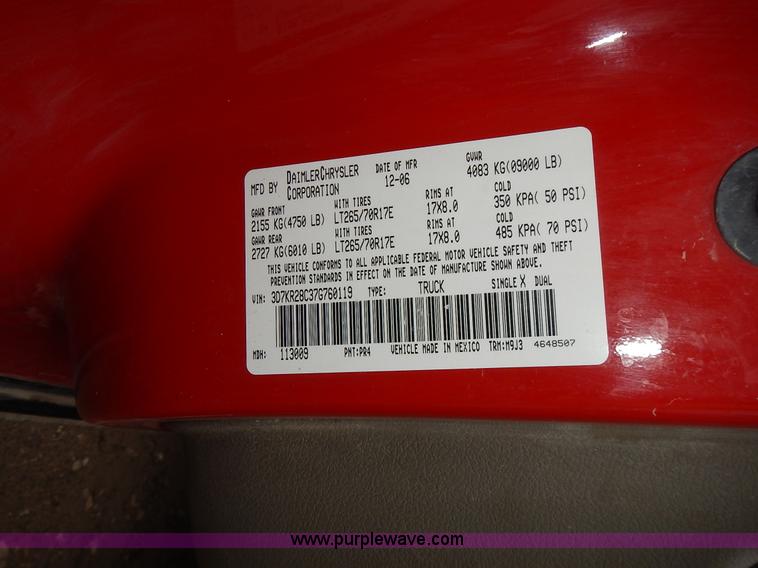 image for item L3612 2007 Dodge Ram 2500 pickup truck