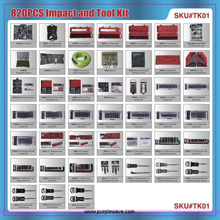 image for item E1287 (820) piece impact and tool kit