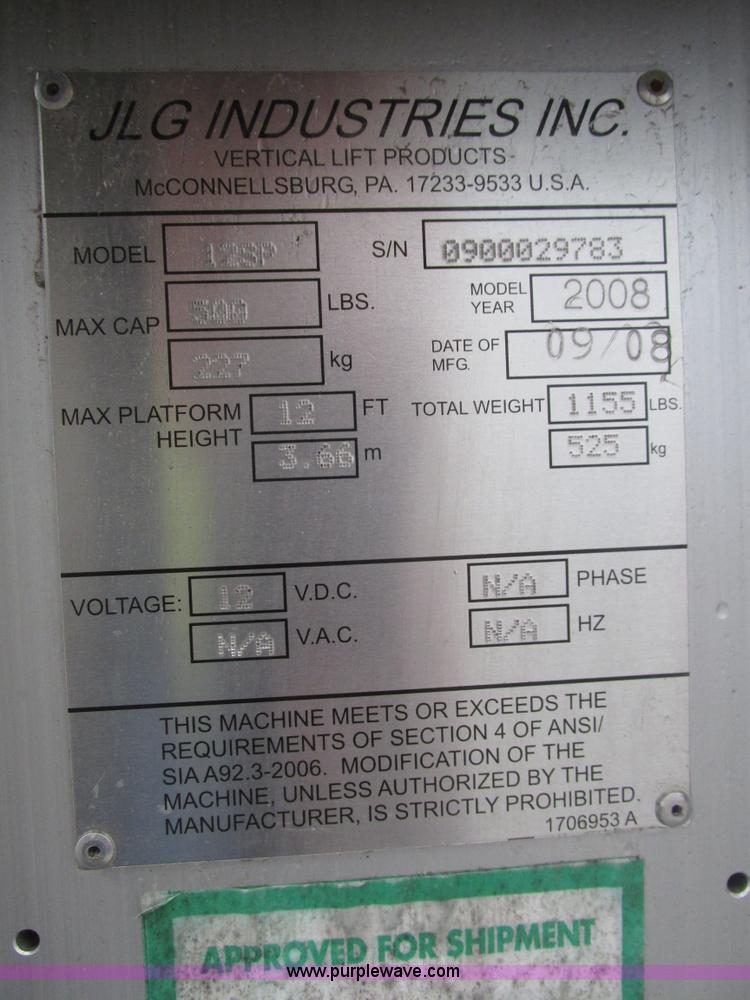 image for item J8775 2008 JLG 12SP vertical lift