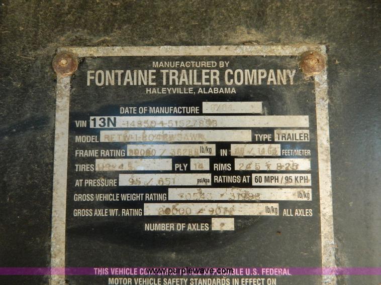 image for item J5155 2005 Fontaine flatbed trailer