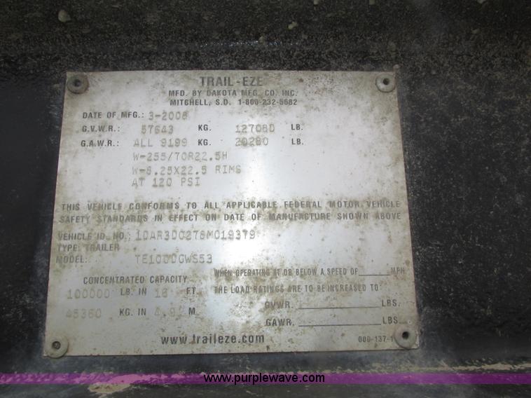 image for item J8774 2008 Trail Eze TE100DGWS53 lowboy equipment trailer