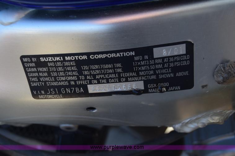 image for item BO9602 2002 Suzuki GSX-R600 motorcycle