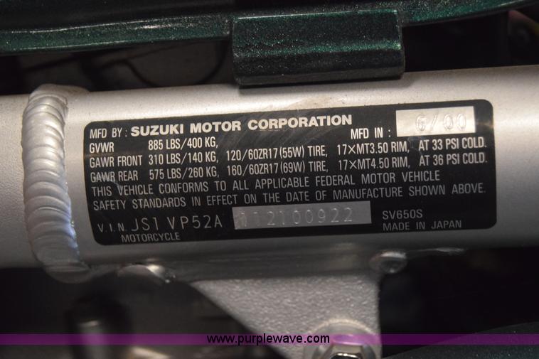 image for item L1012 2001 Suzuki SV650 SK1 motorcycle