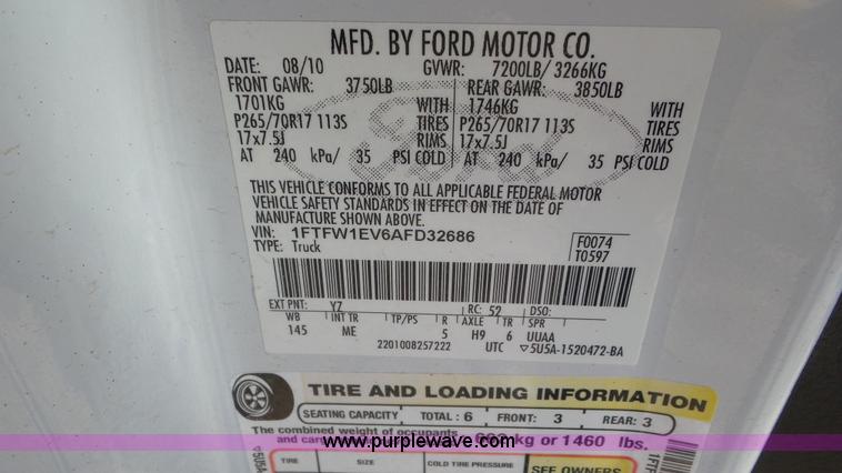 image for item L4296 2010 Ford F150 SuperCab pickup truck